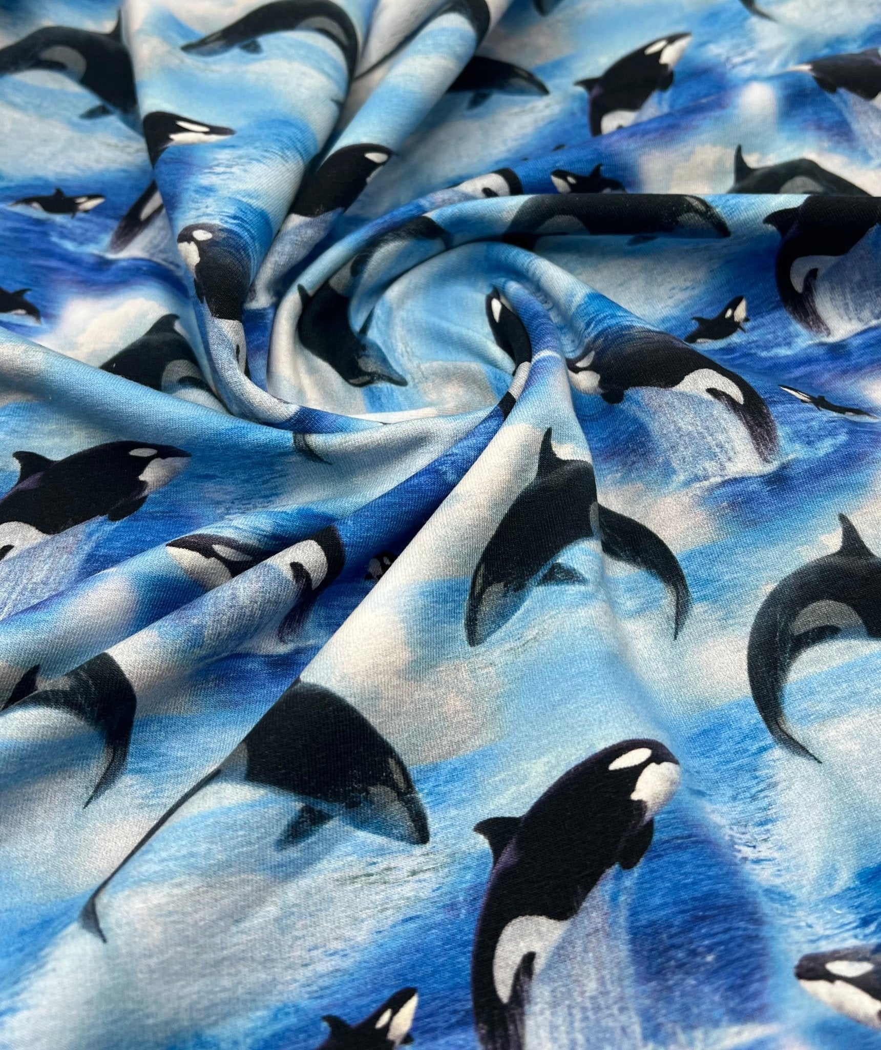 Whales French Terry Loopback Cotton Jersey Lycra 4 Way Stretch - T9 Fabrics